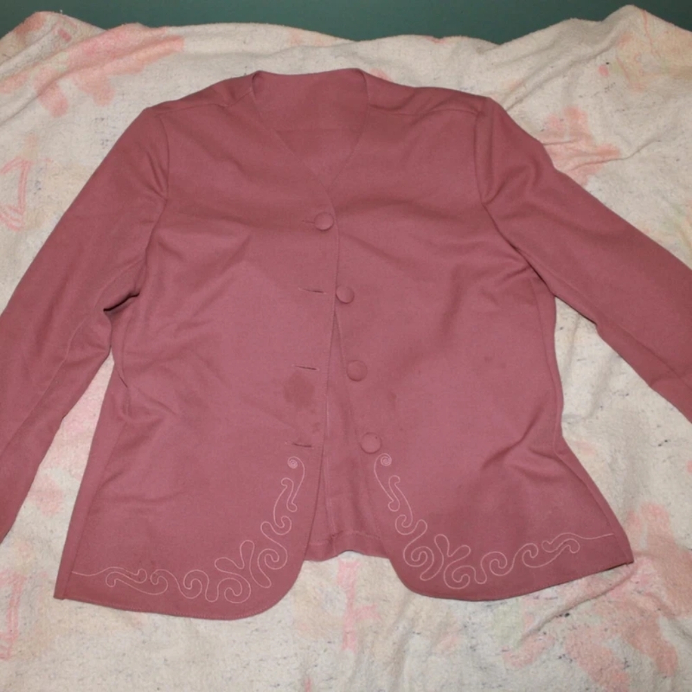 VTG Sothern Lady Women's Pink Padded Long Sleeve Button Up Blazer Jacket Size 18